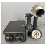 Antique candlestick phone with rotary dial &