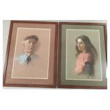 2 Pionk pastel paintings- portraits; 1 signed-