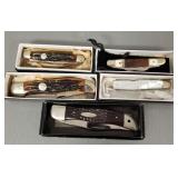 5 collector knives incl Case XX, Queen Cutlery,