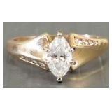 14k gold ring s/w approx 0.50 ct marquise diamond