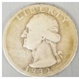 1932D Washington silver quarter