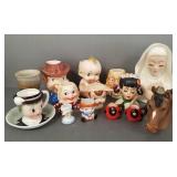 Gp vintage head vases, figural vases, etc. (some