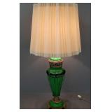 Vintage Marbro green glass table lamp w/ metal