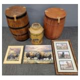 Gp primitive items, etc. incl 2 wooden barrels w/