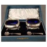 Pr. London sterling open salts with cobalt lines