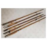5 vintage bamboo fly rods- Southbend, etc.