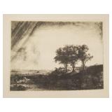 Rembrandt '3 Trees' print with certificate on back