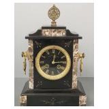 Antique French clock with slate & marble case- 13'