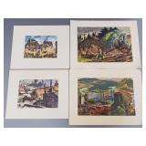 4 Bob Brown Minnesota artist unframed lithos-