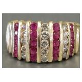 14k gold ring s/w diamond's & rubies- 5.2g,