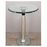 Mod glass & metal pedestal table- 30'H 18'D