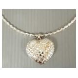 Sterling silver puffy heart pendant/ necklace-