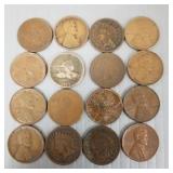 Gp U.S. pennies incl key dates- 1914D, 1922D,