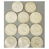 11- U.S. Kennedy 1/2 dollars- 6 are 90% silver;