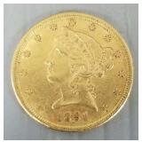 1891 U.S. 5 dollar Liberty gold coin