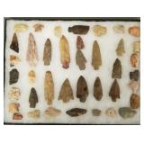 Case w/ 38 stone points assorted sizes/ condition-