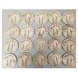 20 U.S. silver standing Liberty silver quarters