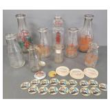 9 vintage advertising milk & cream bottles &