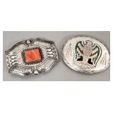 2 signed sterling silver belt buckles s/w