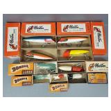 9 fishing lures in boxes incl Martin, Bomber, etc-