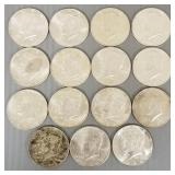 15 U.S. silver 1964 Kennedy half dollars
