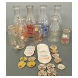 10 vintage advertising milk & cream bottles &
