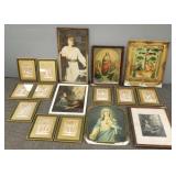 Gp. antique/ vintage framed religious prints incl.
