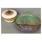 2 pcs mid-century pottery/ stoneware: signed