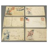 6 Civil War era patriotic covers- 2 with stamps