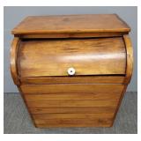 Antique pine roll top storage bin- 32 1/2"H