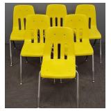 6 vintage Virco Martest yellow stacking chairs (as