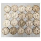 20 U.S. silver standing Liberty quarters