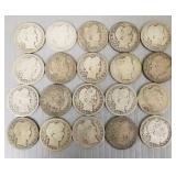 20 U.S. silver Barber quarters