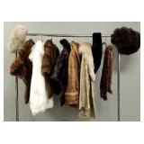 Group vintage fur coats, stoles, etc incl mink,