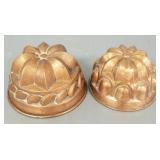 2 vintage, etc copper molds- 4" x 8" larger