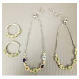 3 pcs designer jewelry s/w green, etc stones: