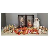 Large collection Asian figures, dolls, hanging