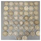 Approx. 50 U.S. dimes incl Barber, Mercury,
