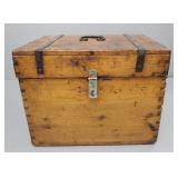 Antique pine dovetailed box with iron hardware &