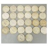 26- 40% silver Kennedy half dollars