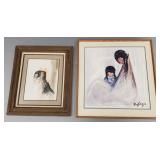2 framed items: large DeGrazia print 30 1/4"H