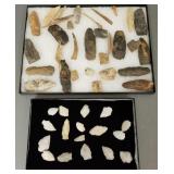 2 cases stone points, found objects-