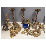 Gp vintage metalware, etc incl clock figure, tall