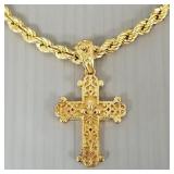 Gilt sterling silver cross pendant/ necklace-