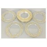 10 gold decorated glass charger plates- 11 1/2"