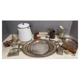 Gp vintage metalware incl scale, scale weights,