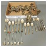 Gp flatware & antique candleholder incl souvenir