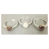 3 designer STS sterling silver & druzy sz 10 rings