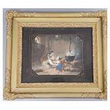 Antique Victorian litho in ornate frame- 24"H,