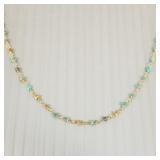 14k gold & tiny turquoise bead necklace- 2.5g,